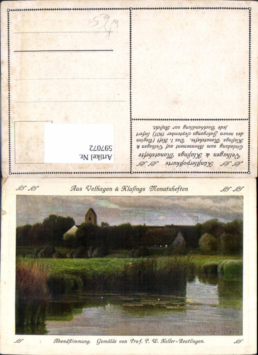 597072,Künstler Ak Prof. P. W. Keller Reutlingen Abendstimmung