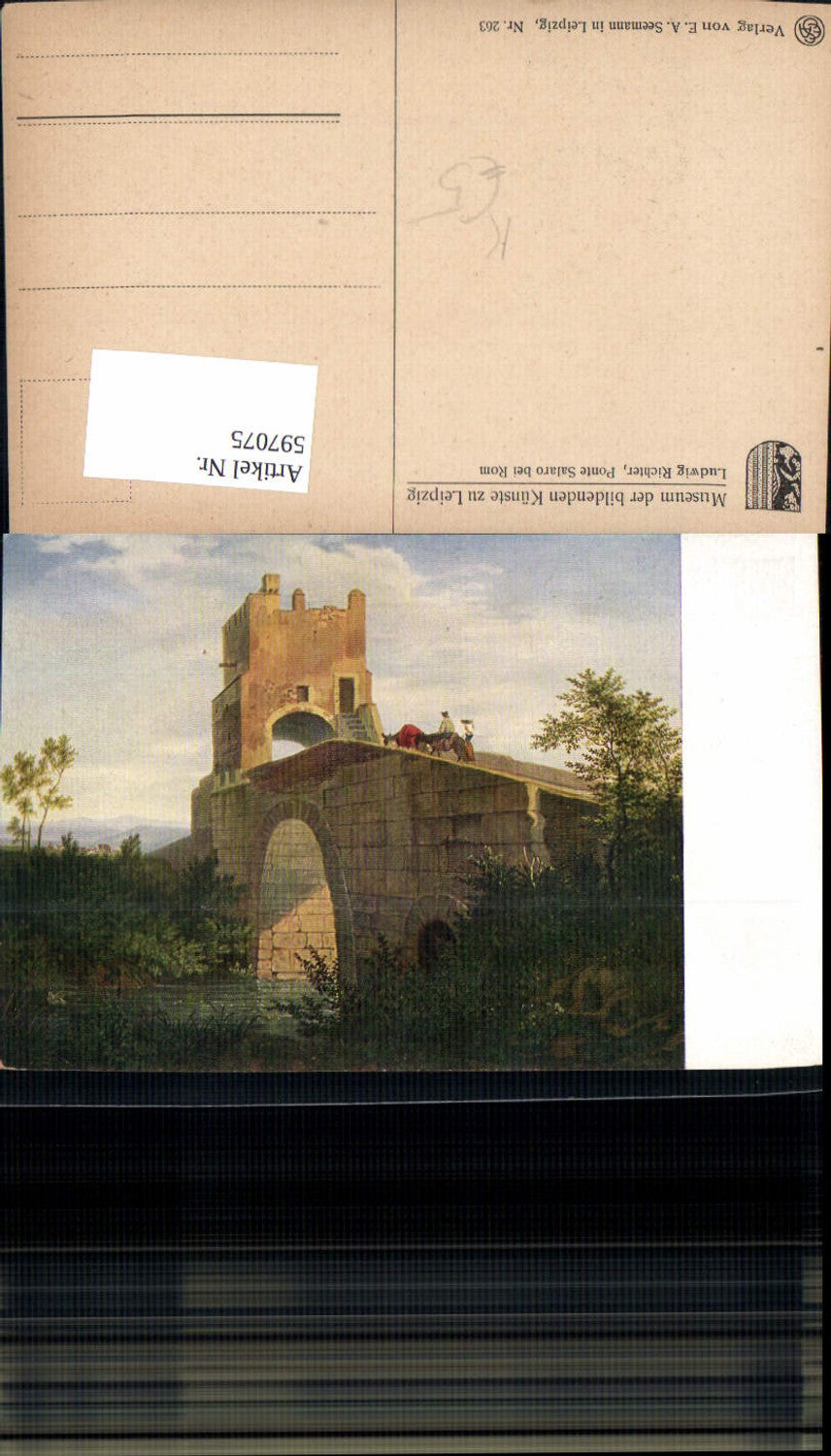 597075,Künstler Ak Ludwig Richter Ponte Salaro b. Rom Roma Brücke