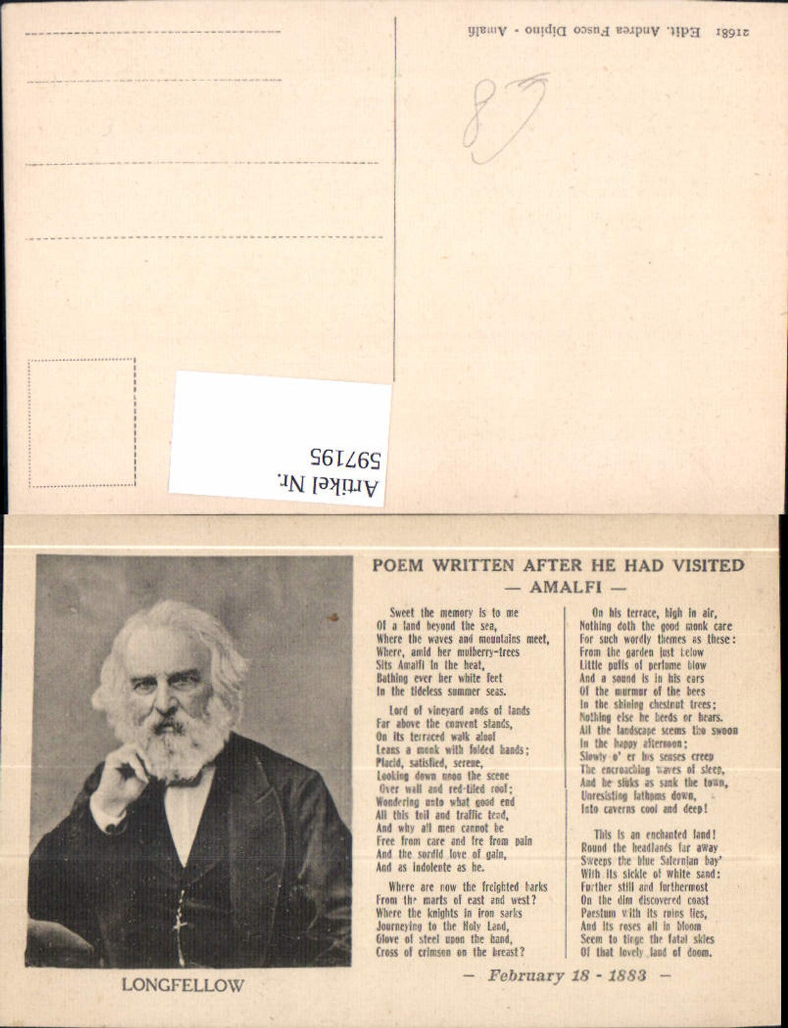 597195,Longfellow Poem written after he had visited Amalfi Text Kunst