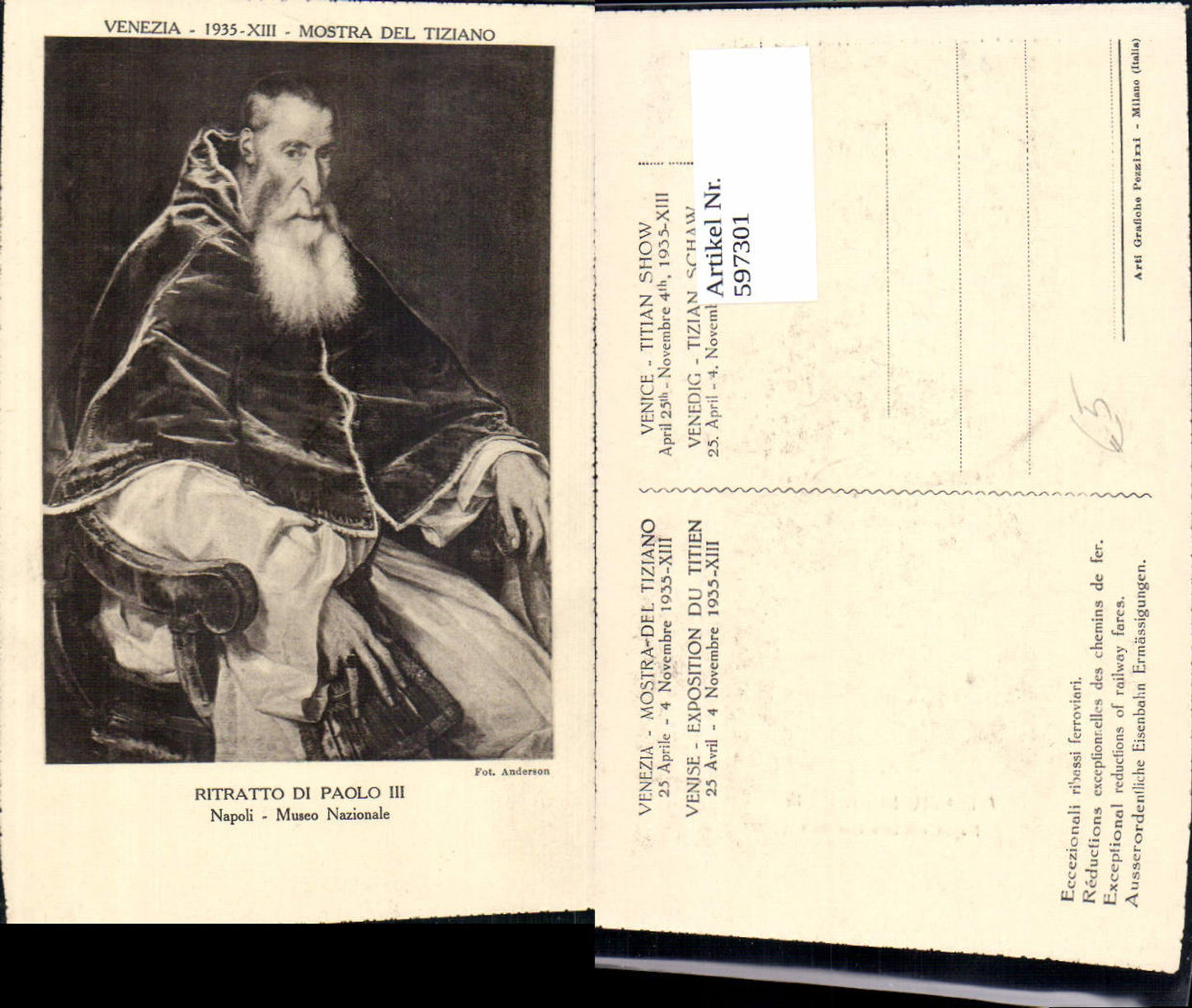 597301,Künstler Ak Tizian Ritratto di Paolo III Kunst Wissenschaft