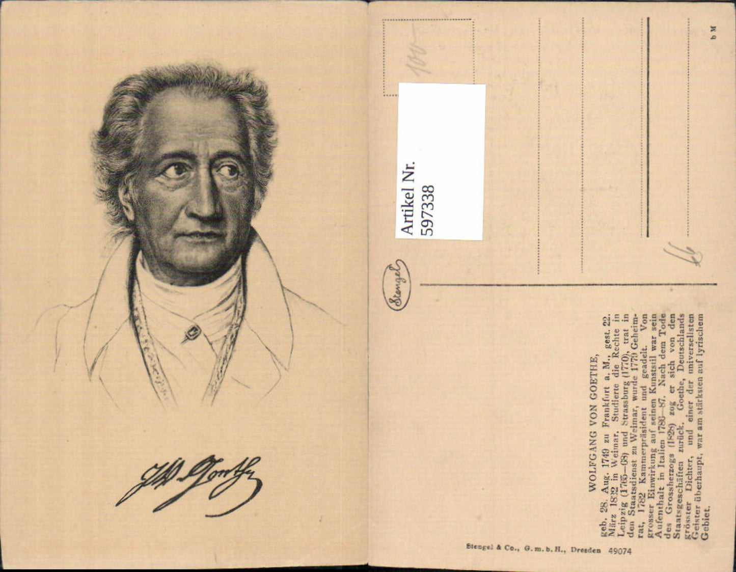 597338,Wolfgang v. Goethe Dichter Kunst Wissenschaft
