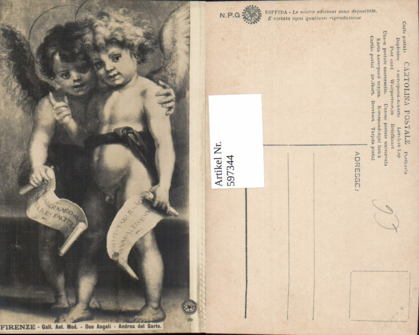 597344,Künstler Ak Andrea del Sarto Due Angeli Engel