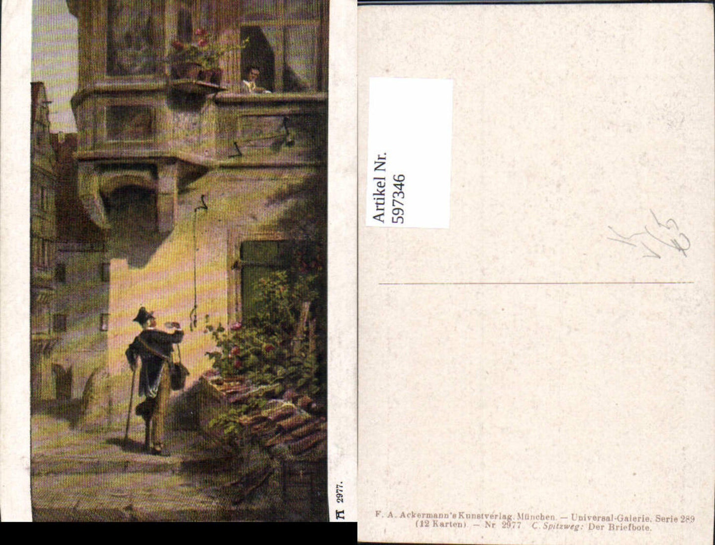 597346,Künstler Ak C. Spitzweg Der Briefbote Post Postwesen pub F. A. Ackermann 289/2977