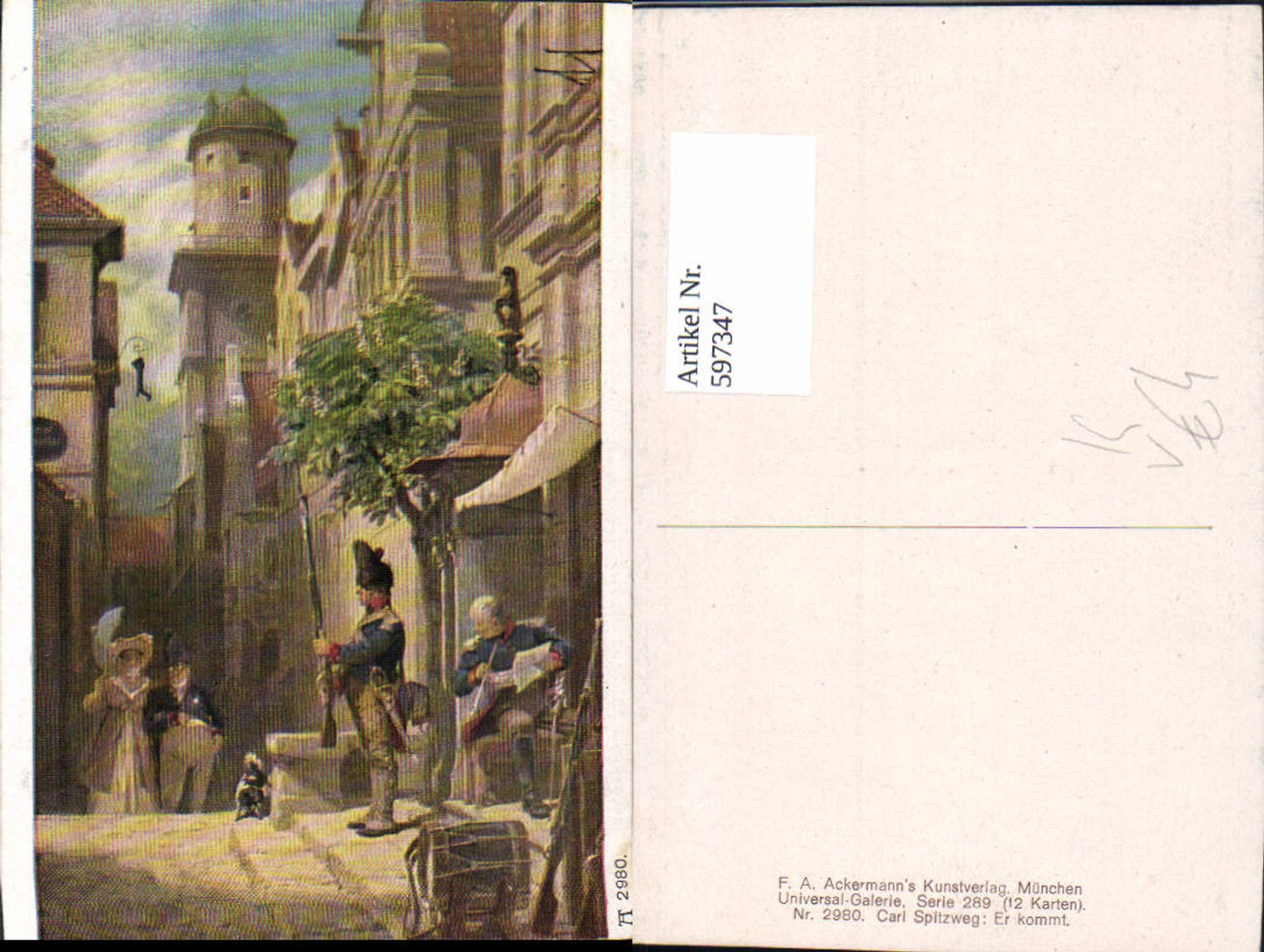597347,Künstler Ak Carl Spitzweg Er kommt pub F. A. Ackermann 289/2980
