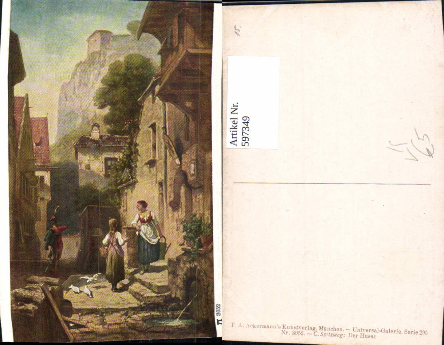 597349,Künstler Ak C. Spitzweg Der Husar pub F. A. Ackermann 295/3052