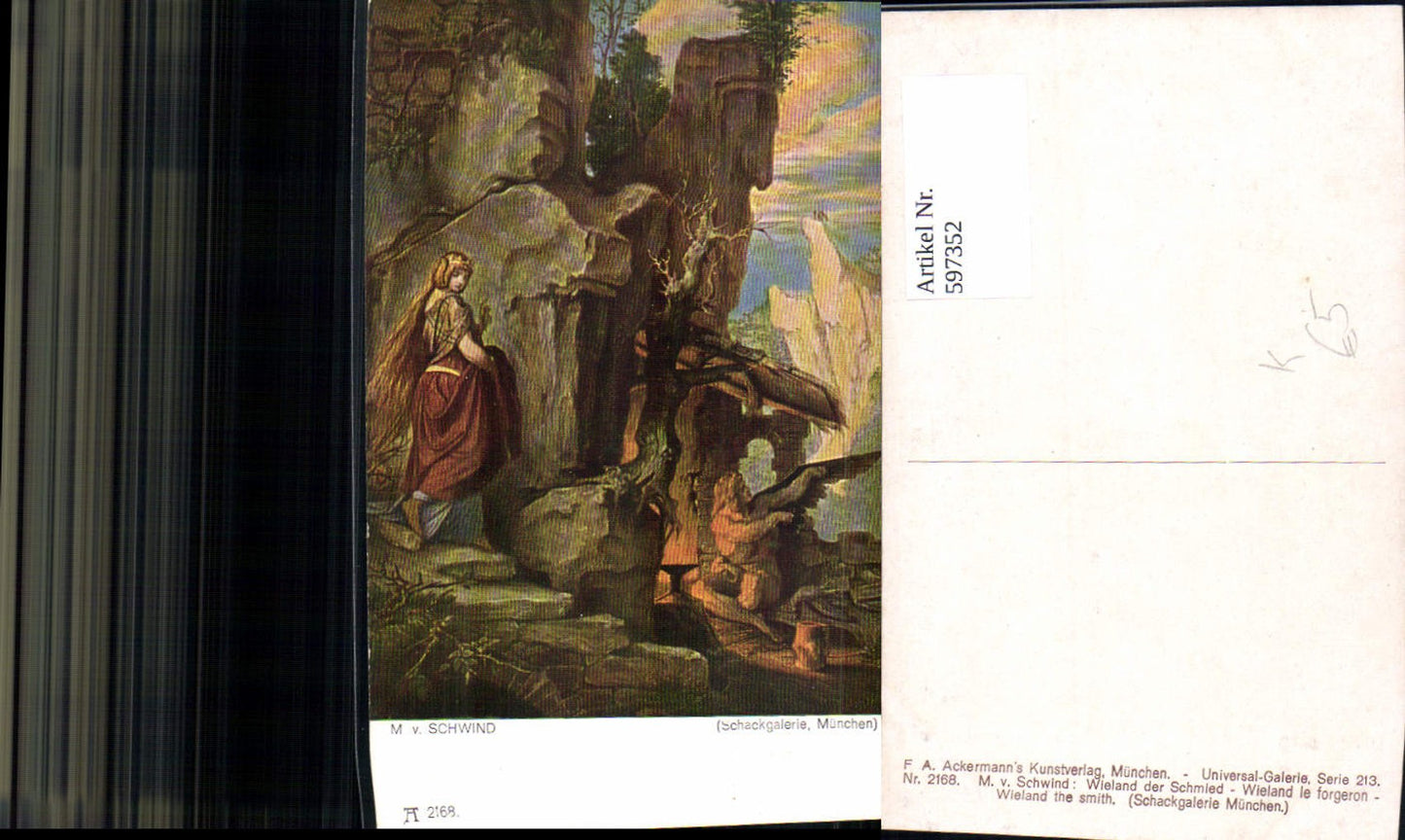 597352,Künstler Ak M. v. Schwind Wieland d. Schmied pub F. A. Ackermann 213/2168
