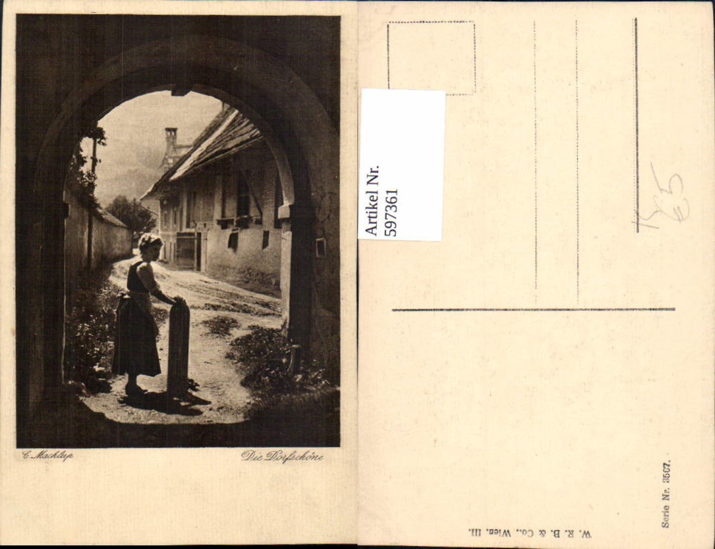 597361,Künstler Ak Machlup Die Dorfschöne Frau