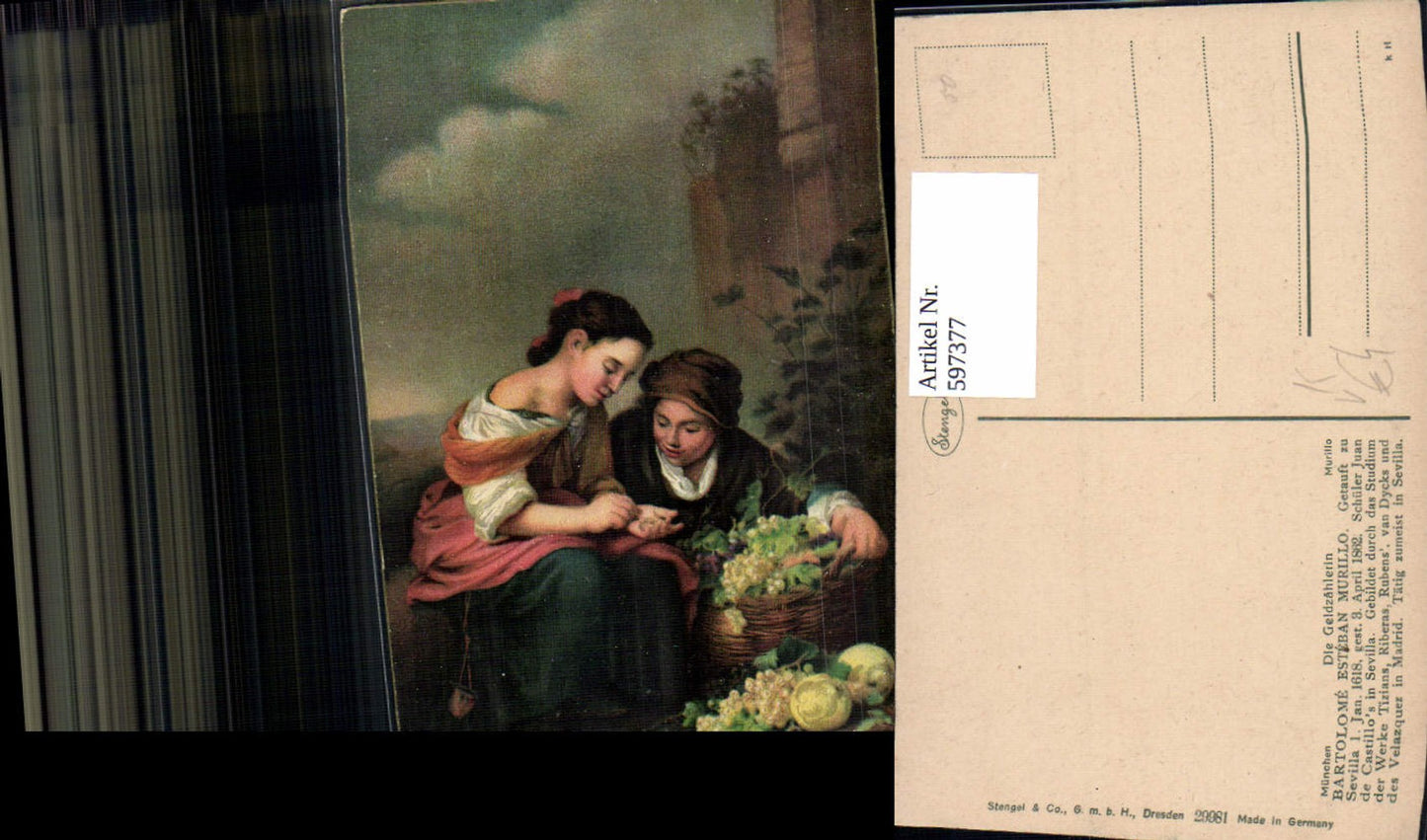 597377,Künstler Ak Bartolome Esteban Murillo Die Geldzählerin pub Stengel Co 29981