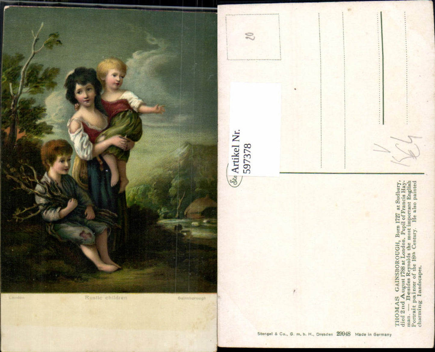 597378,Künstler Ak Gainsborough Rustic children pub Stengel Co 29948