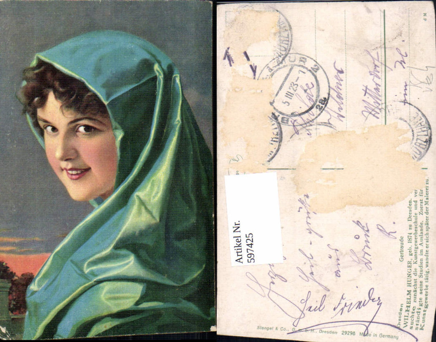 597425,Künstler Ak Wilhelm Hunger Gertraude Frau Portrait pub Stengel Co 29298