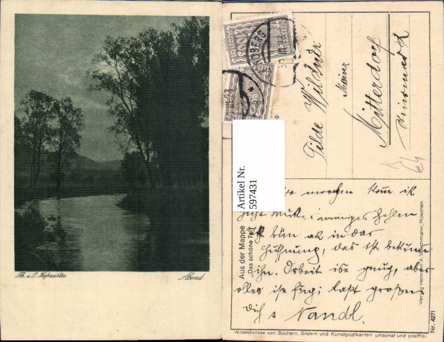 597431,Künstler Ak Th. u. O. Hofmeister Abend Landschaft