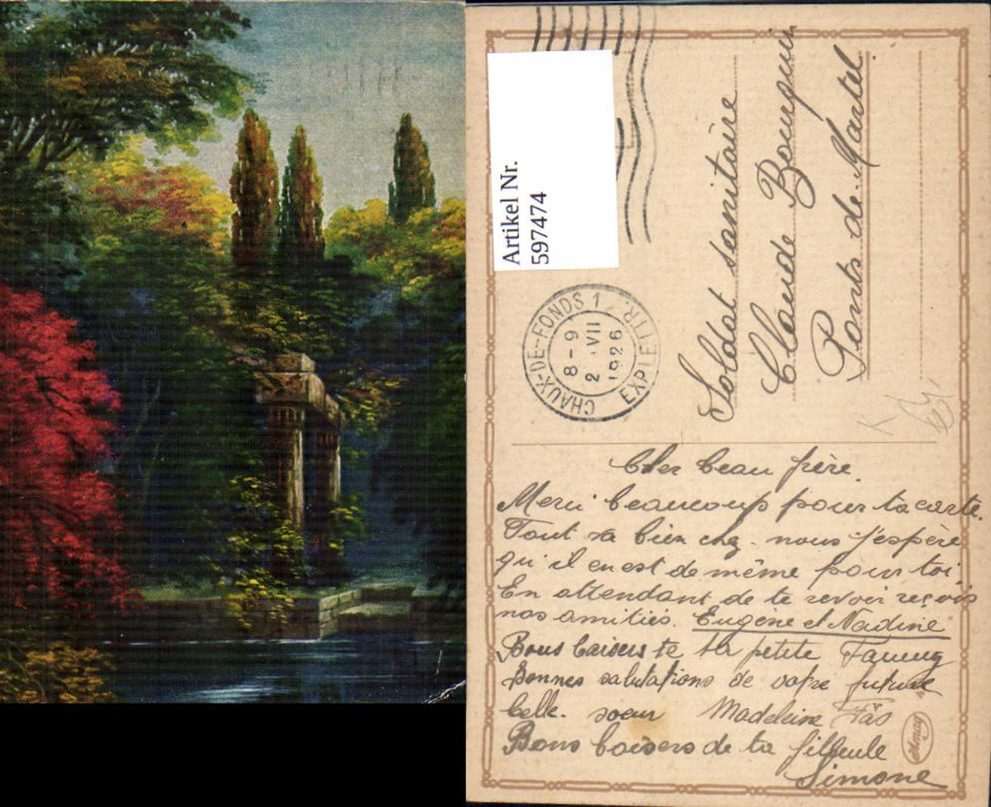 597474,Künstler Ak F. Fiebiger Tempel Landschaft