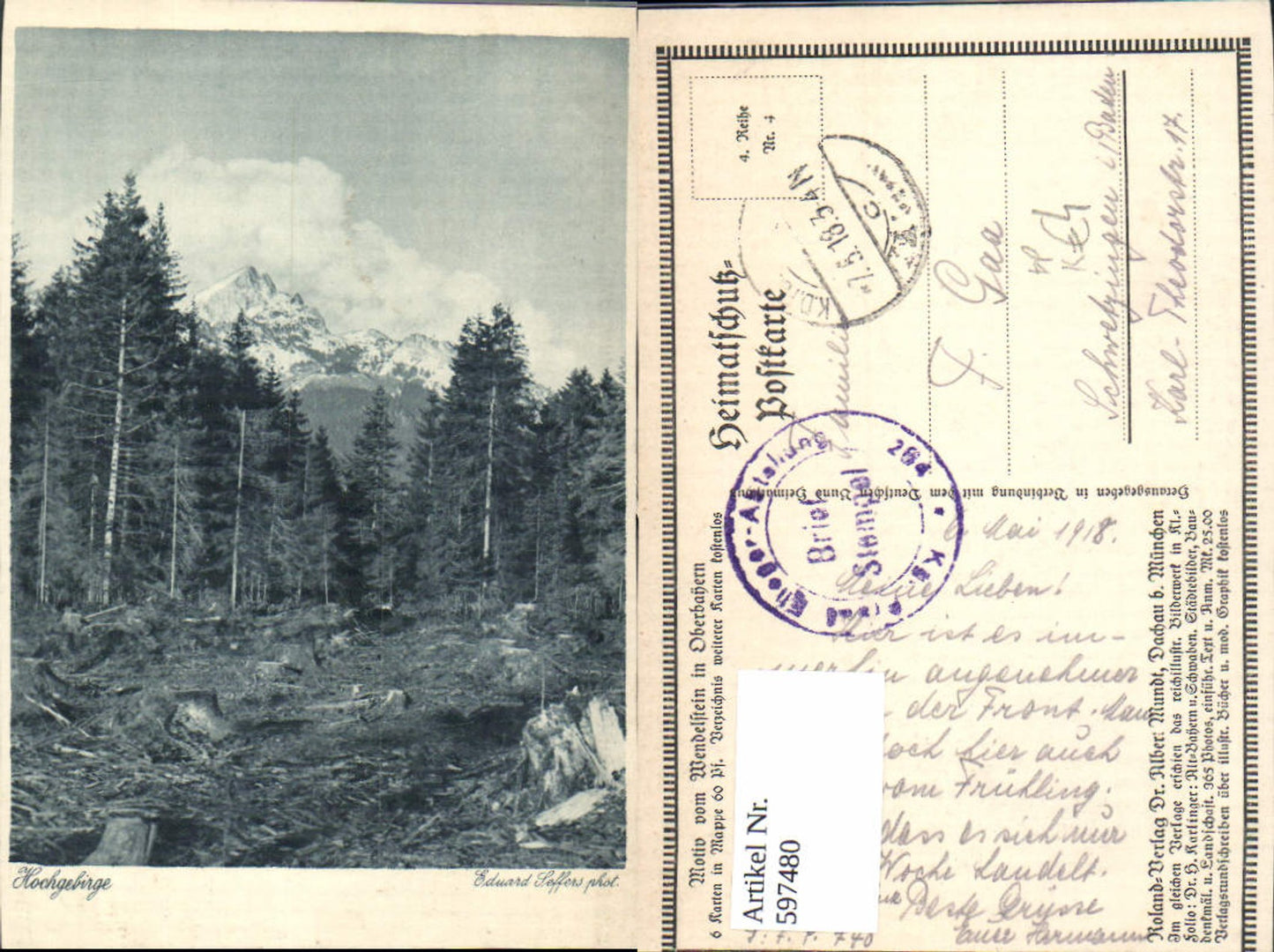 597480,Künstler Ak Eduard Seffers Hochgebirge Wald Landschaft Feldpost Briefstempel 264