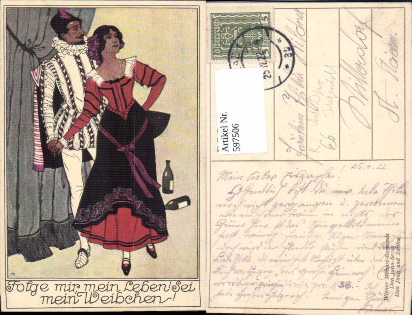597506,Künstler Ak Don Juan u. Zerline Don Juan Mozart Art Deco Jugendstil