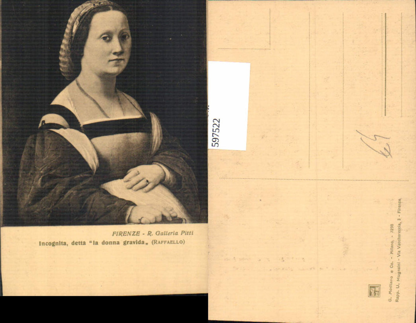 597522,Künstler Ak Raffaello Incognita detta la donna gravida Schwangere Frau Portrait