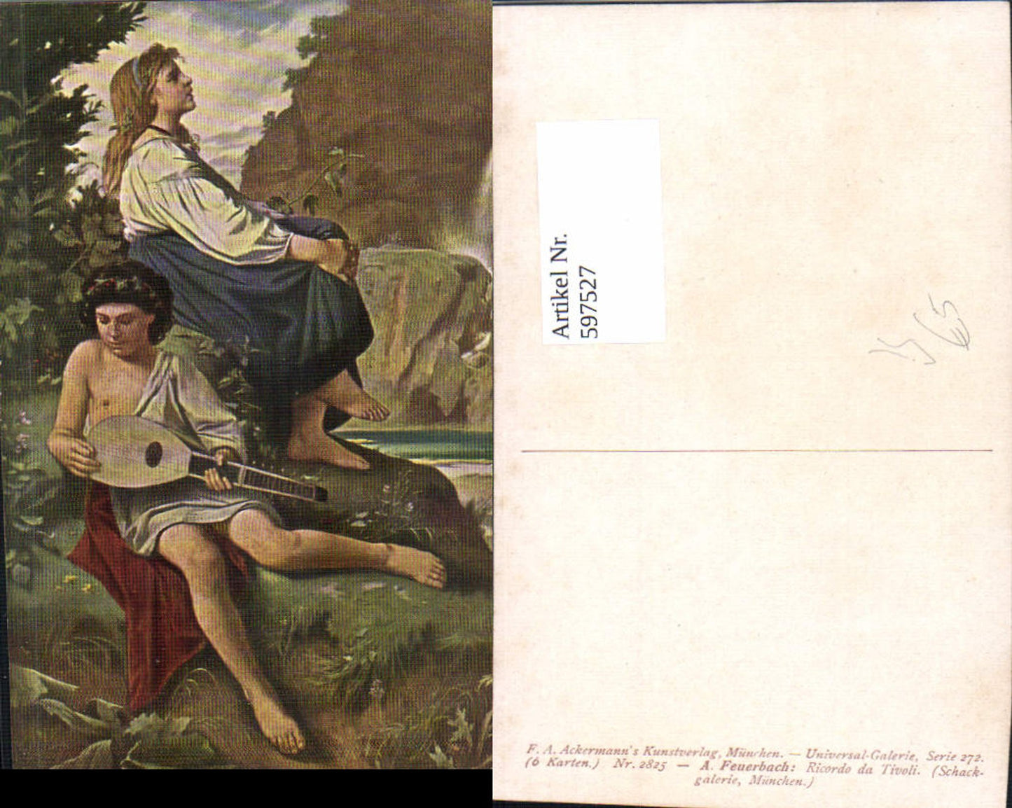 597527,Künstler Ak A. Feuerbach Ricordo da Tivoli pub F. A. Ackermann 272/2825