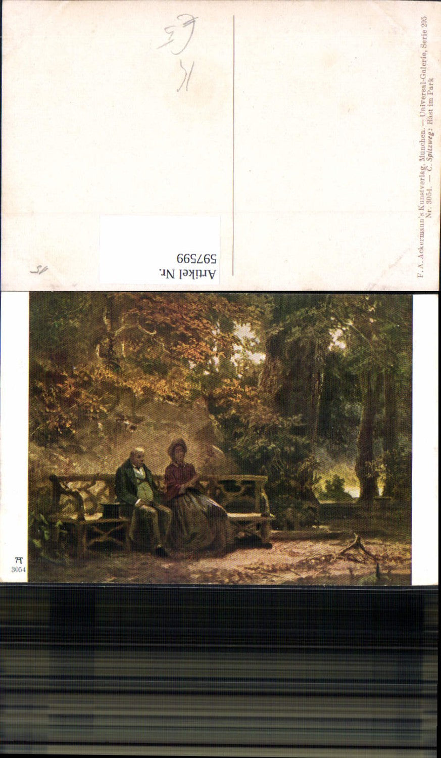 597599,Künstler Ak Carl Spitzweg Rast im Park pub F. A. Ackermann 295/3054