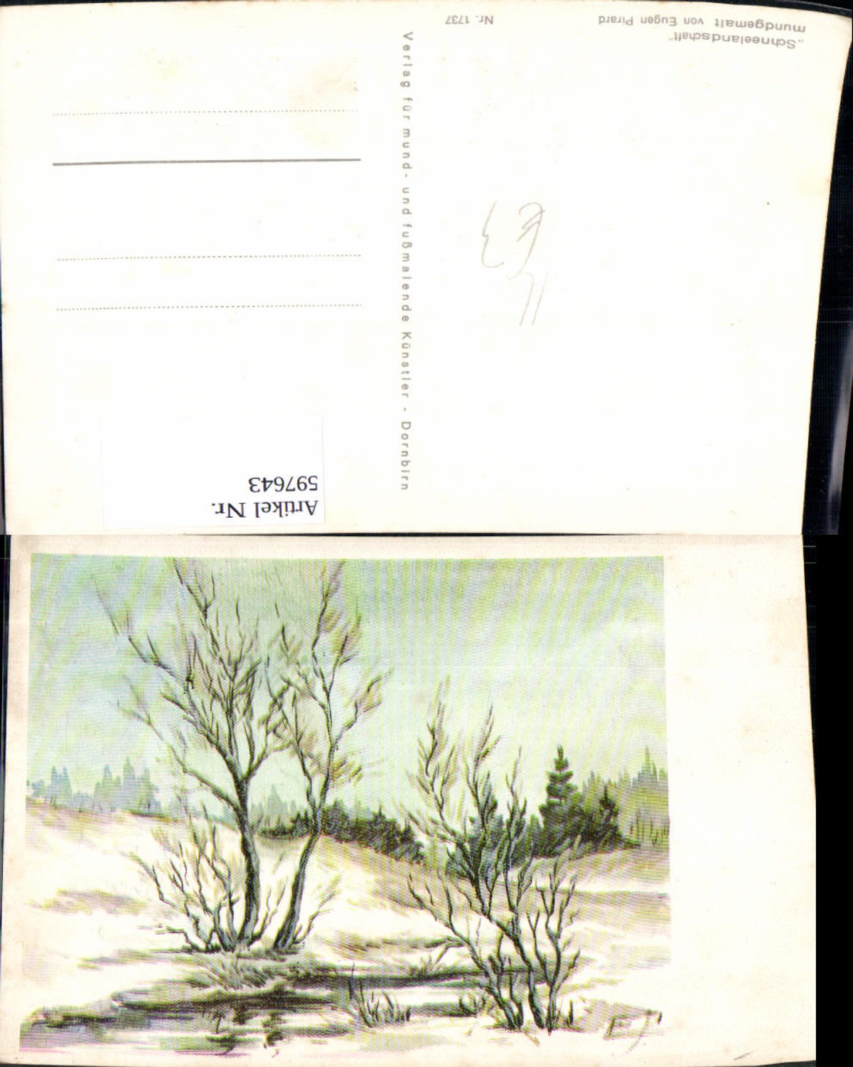 597643,Künstler Ak Mundgemalt Eugen Pirard Schneelandschaft