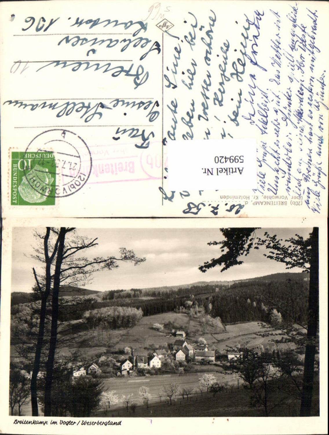 599420,Breitenkamp im Vogler Weserbergland Stempel 20b Breitenkamp über Vorwohle