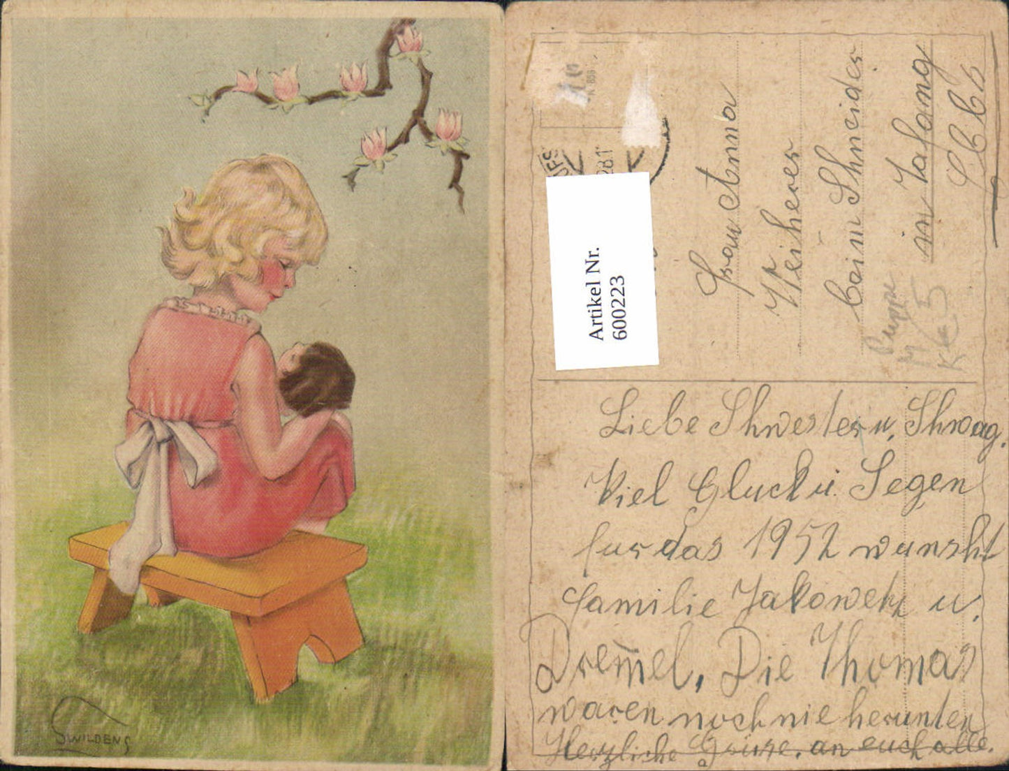 600223, Artist Ak Swildens Girl with Doll