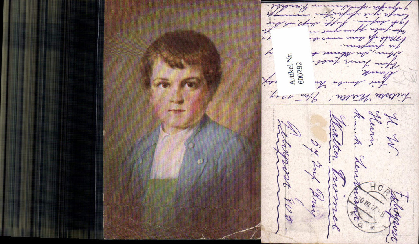 600292,Künstler Ak Kind Bub Junge Portrait