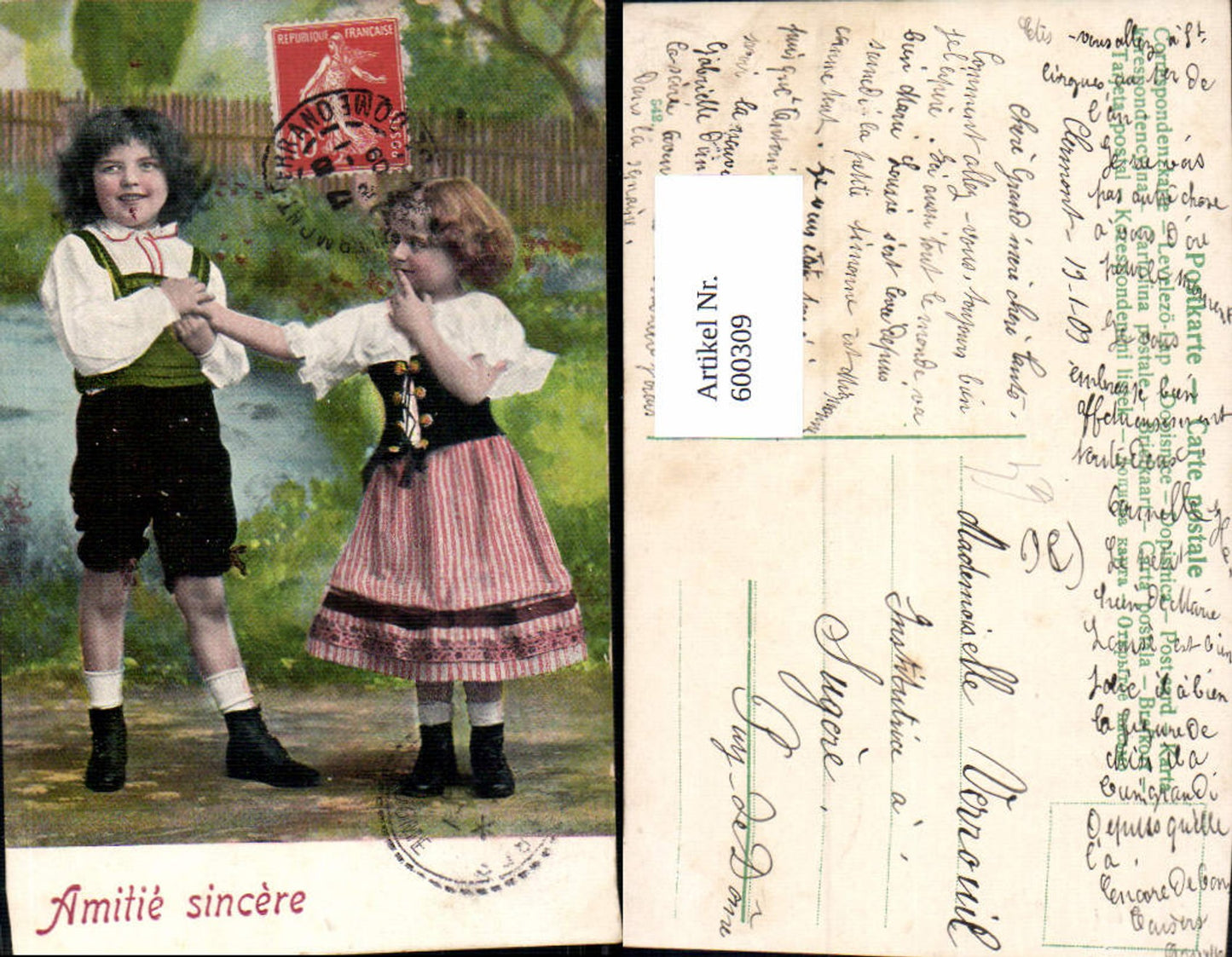 600309,Kind Kinder Bub Junge Mädchen Tracht Amitie sincere