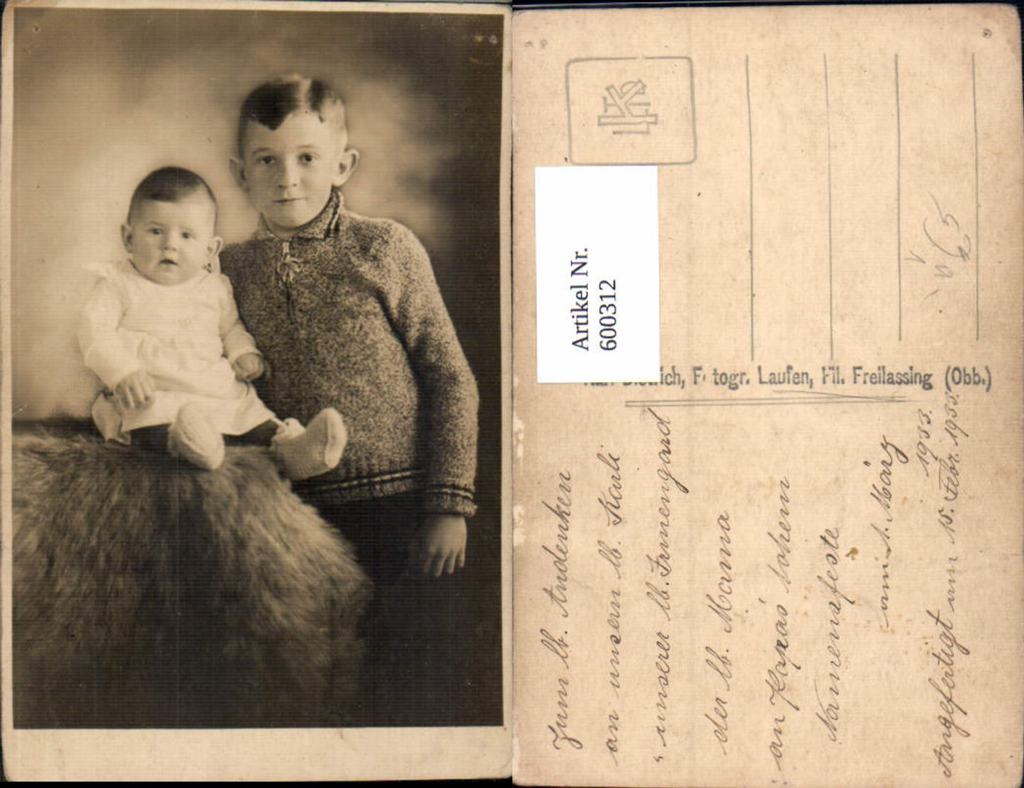 600312,Kind Bub Junge m. Kleinkind Portrait pub Karl Dietrich