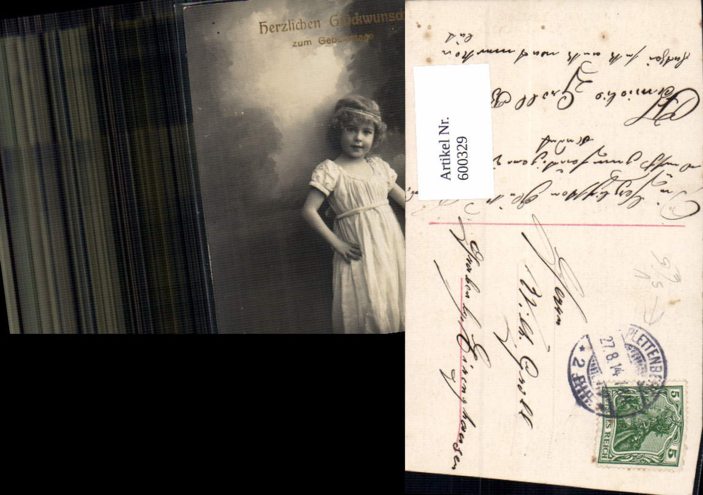 600329,Kind Mädchen Haarband Blumen Geburtstag pub RPH 4478/2 Stempel Plettenberg