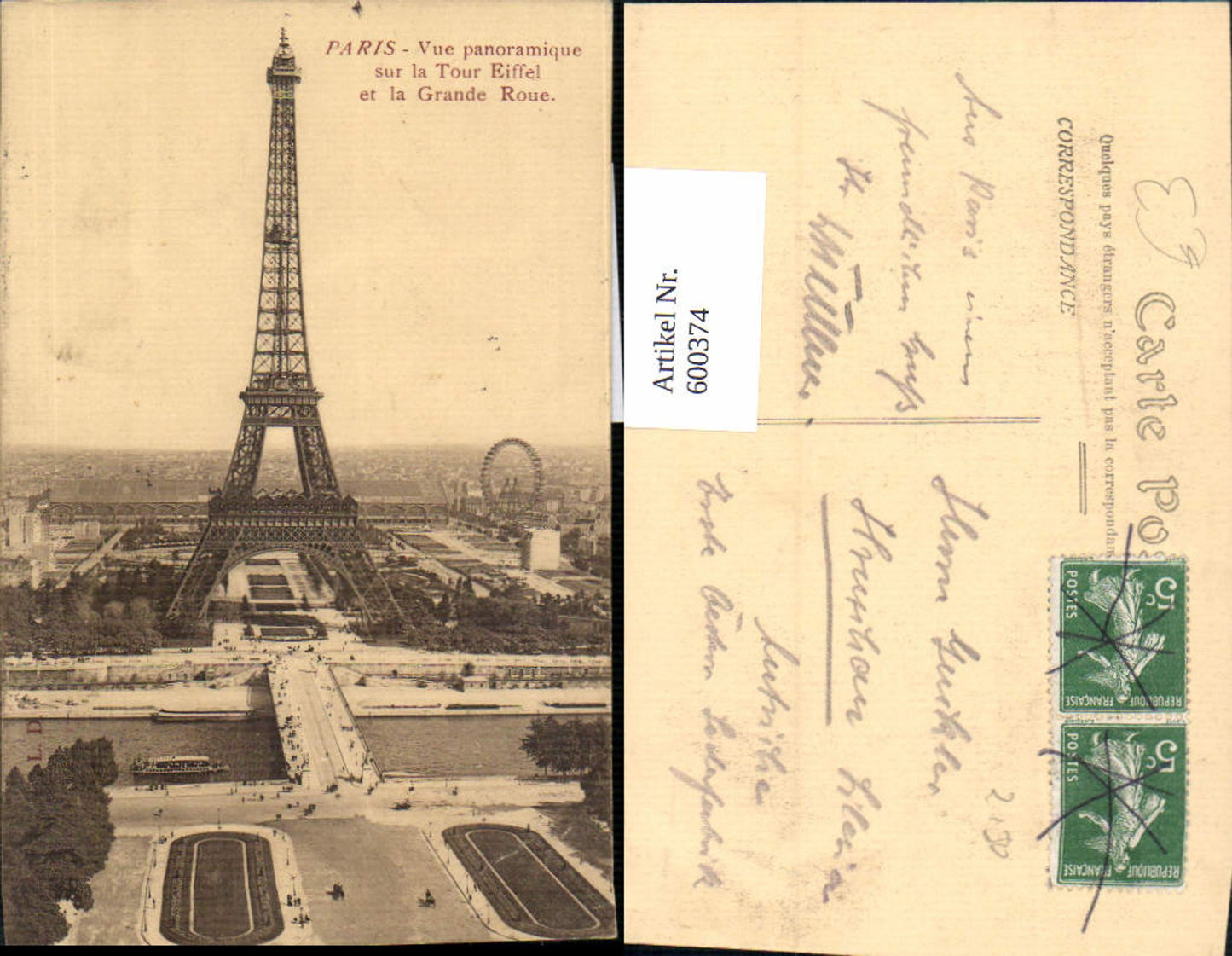 600374, Tower Paris Eiffel Tower La Tour Eiffel et la Grand Roue Ferris Wheel