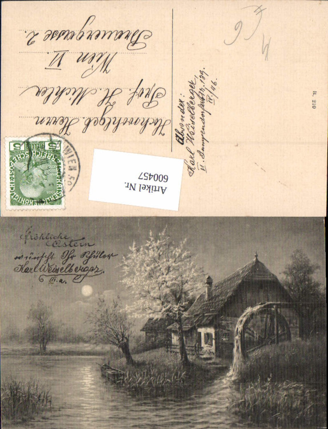 600457, Artist Ak Watermill near Moonlight Moon