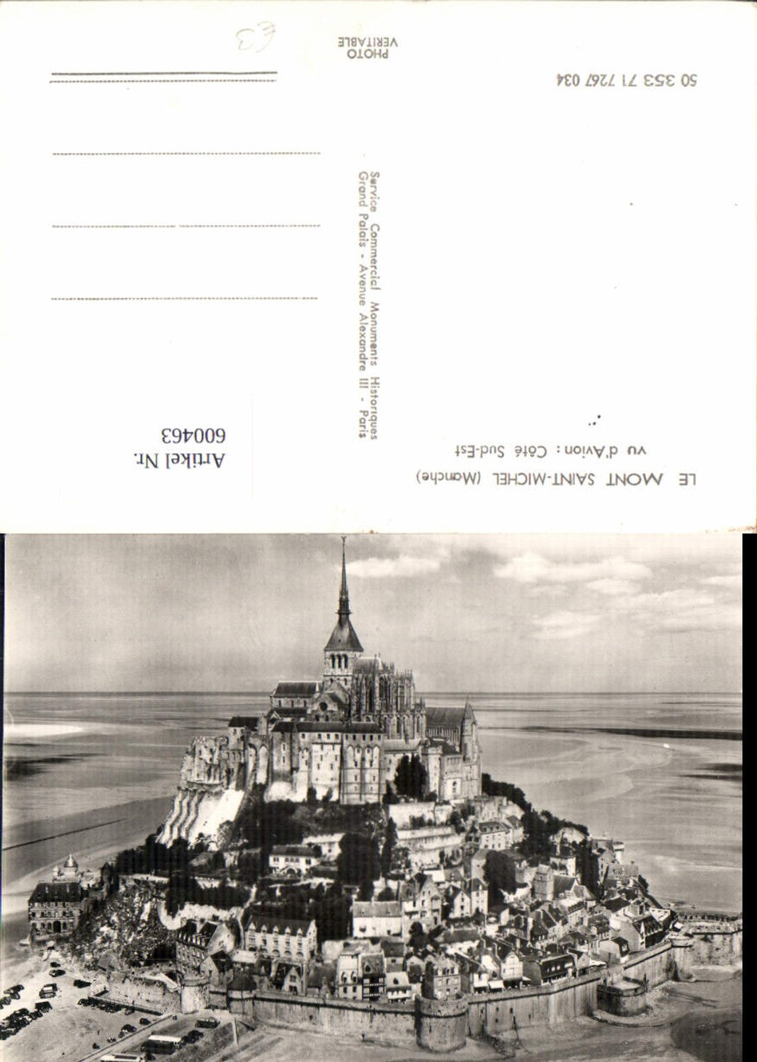 600463,Foto Ak Le Mont Saint-Michel Manche vu d Avion Cote Sud-Est Kirche