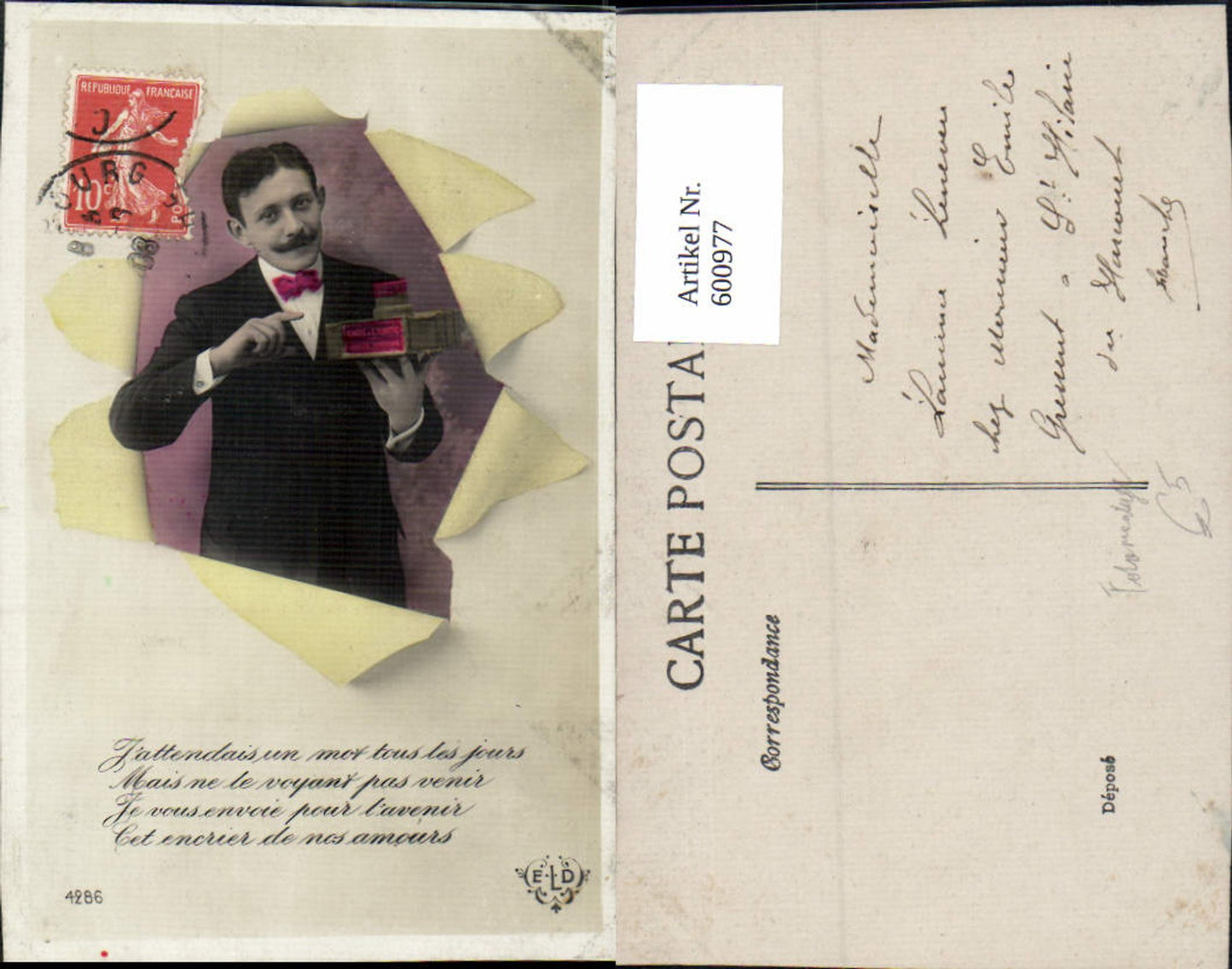 600977,Fotomontage Mann Portrait Fotograf Encre a L Amitie
