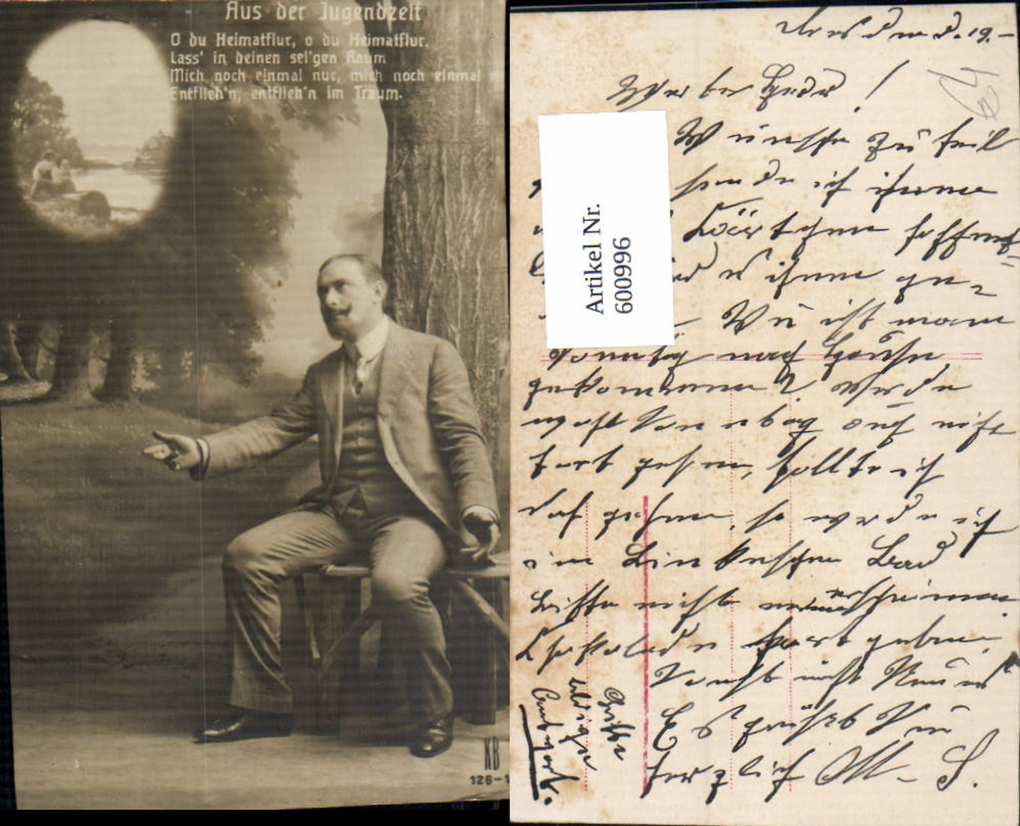 600996,Fotomontage Mann Anzug Aus der Jugendzeit Text
