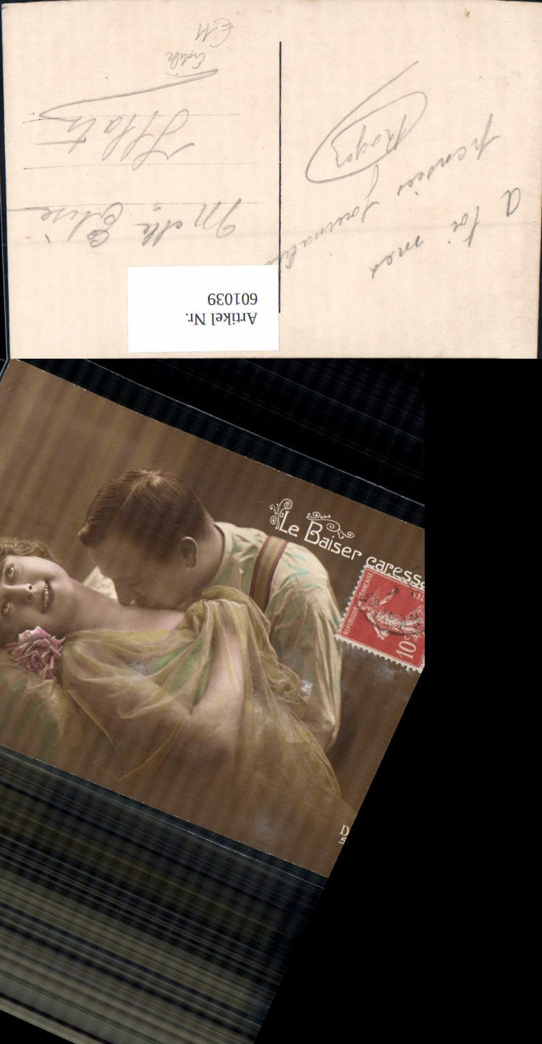 601039,Paar Liebe Kuss a. Hals Erotik Le Baiser caressant