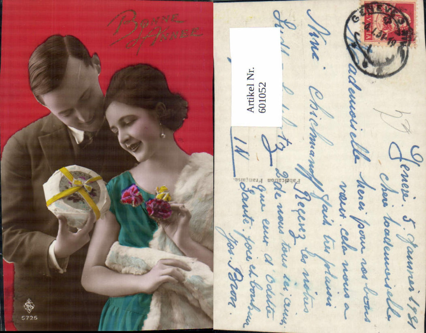 601052,Paar Liebe Verliebter Blick Geschenk Pelz Bonne Annee