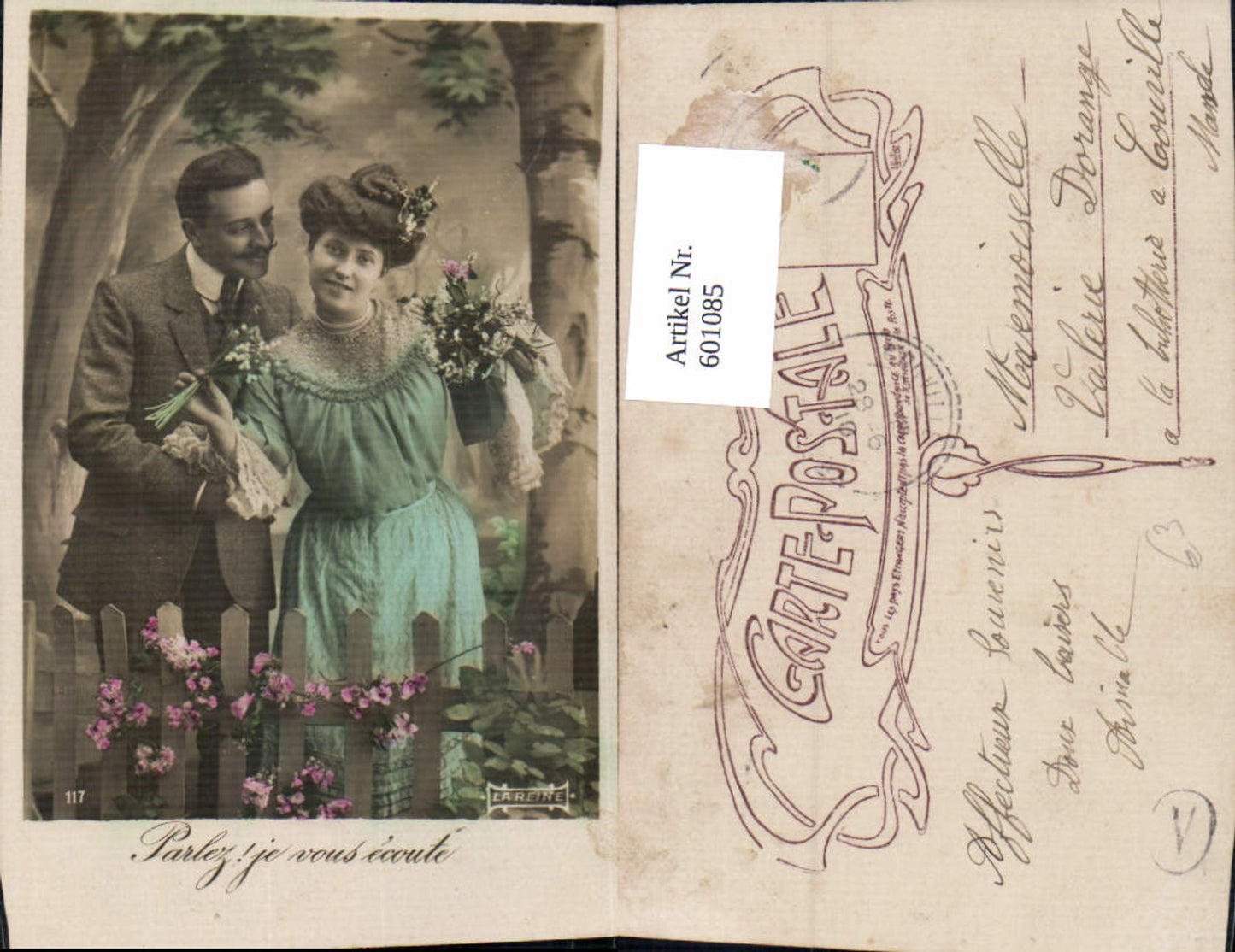 601085,Paar Liebe Verliebter Blick Blumen Parlez je vous ecoute