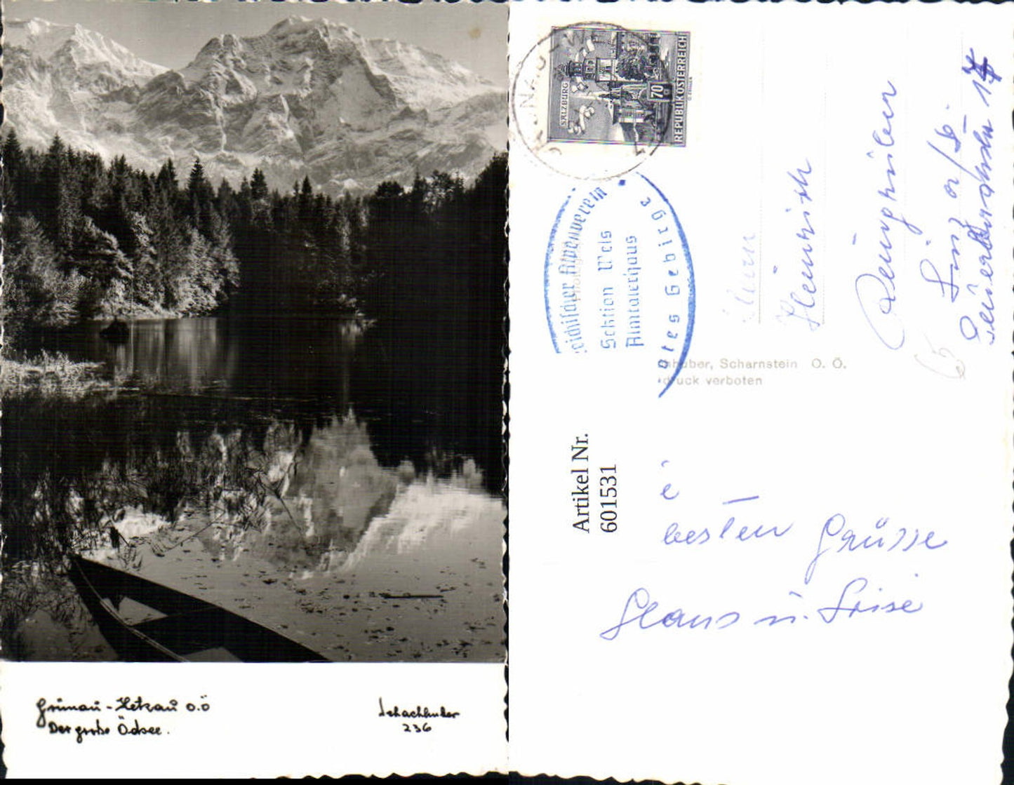 601531,Foto Ak Grünau Hetzau Der große Ödsee Boot