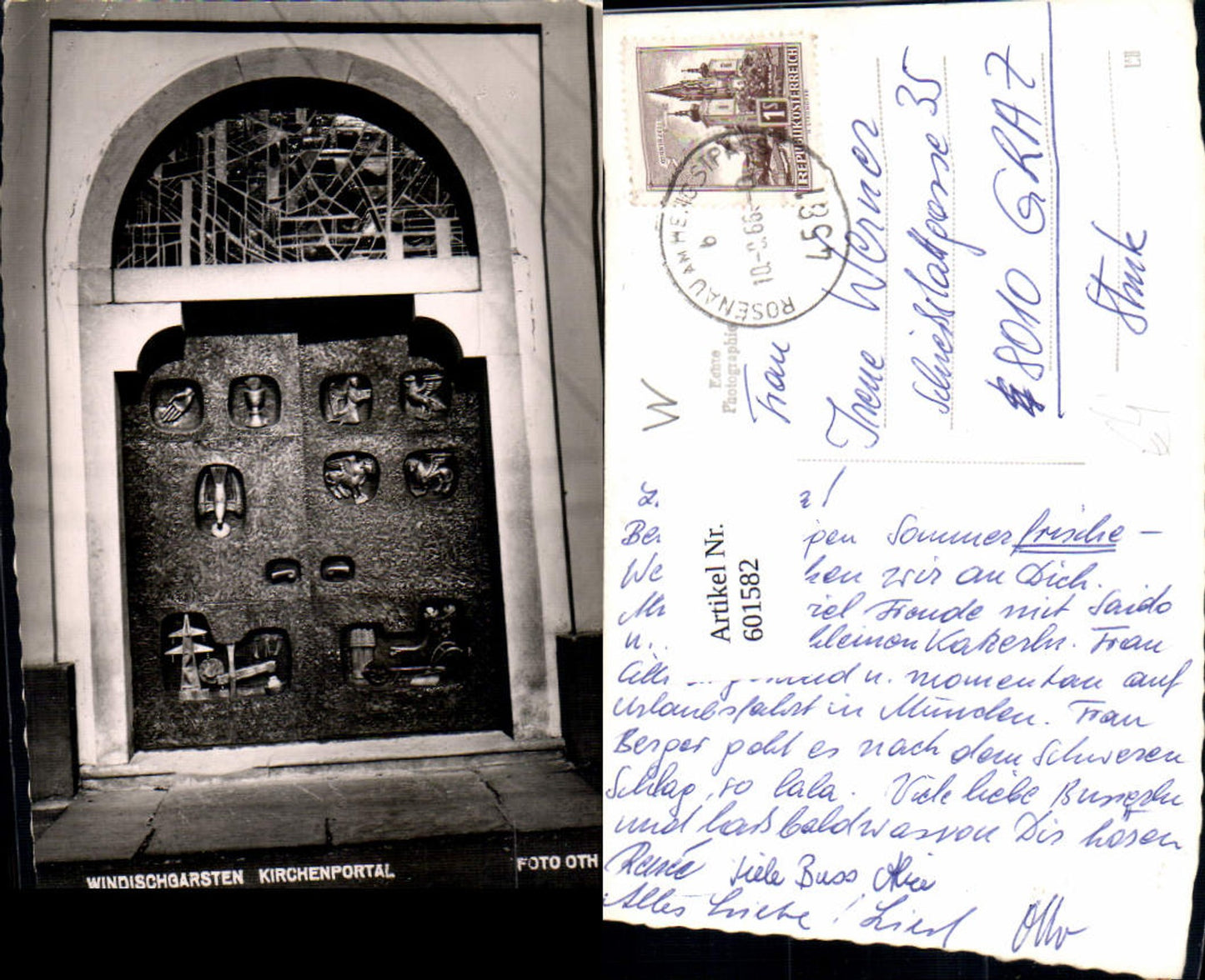 601582,Foto Ak Windischgarsten Kirchenportal pub Foto Oth