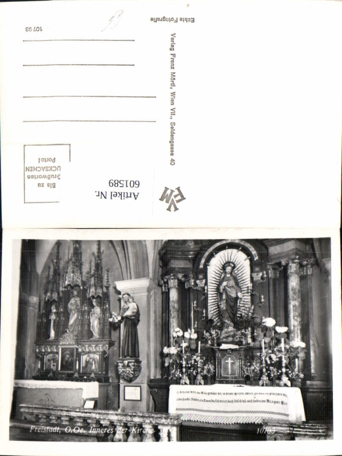 601589,Foto Ak Freistadt Inneres d. Kirche Altar