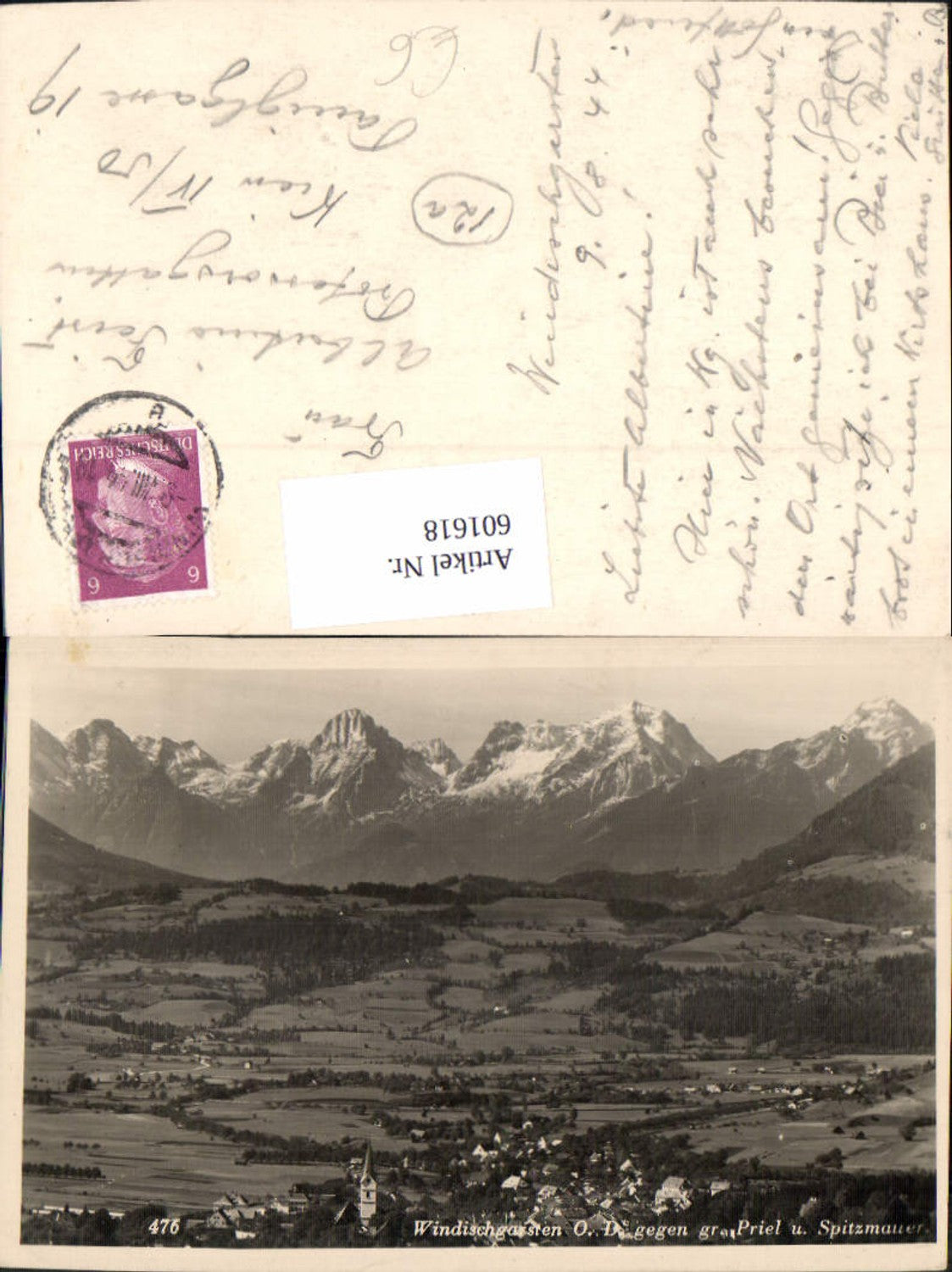 601618,Foto Ak Windischgarsten geg. Gr. Priel u. Spitzmauer