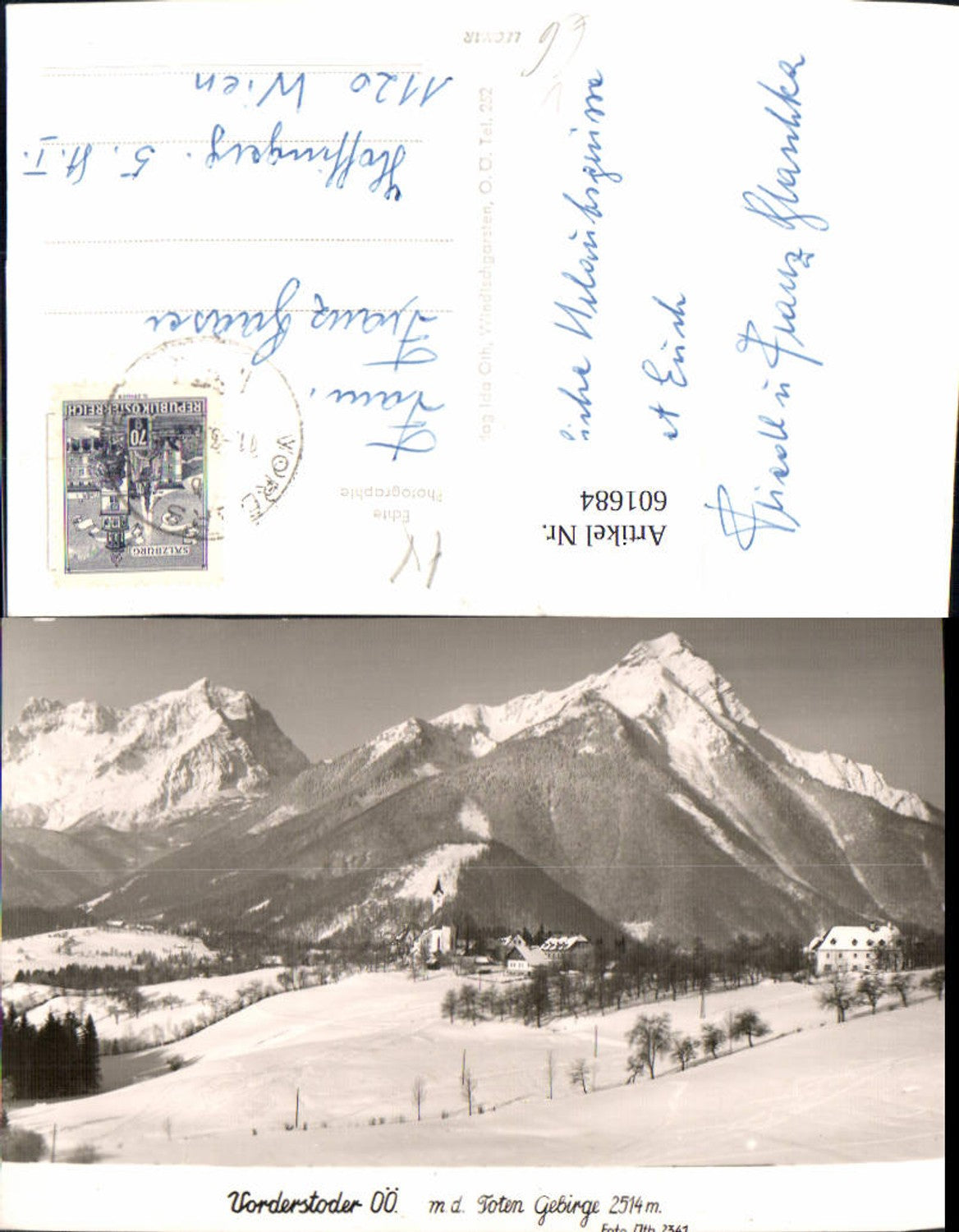 601684,Foto Ak Vorderstoder m. d. Totengebirge Winteransicht pub Foto Oth 2341