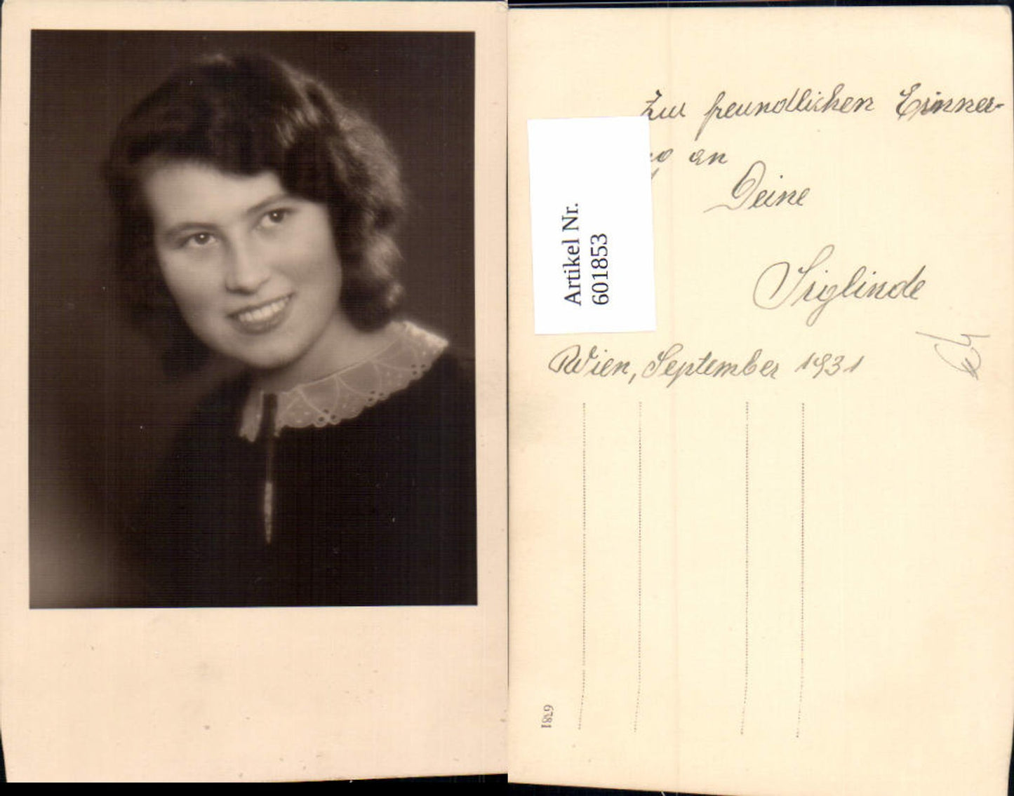 601853,Foto Ak Frau Lachend Portrait Passepartout