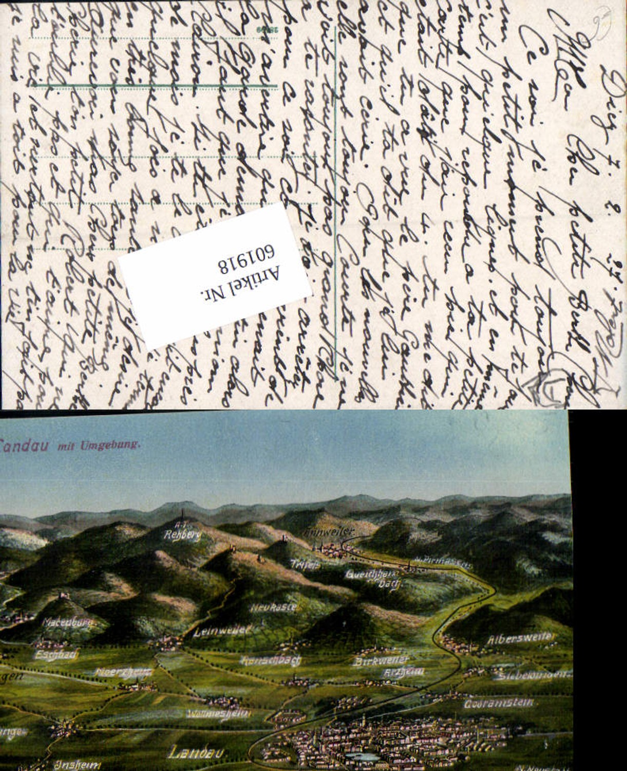 tolle Vogelschau AK Landau in der Pfalz Insheim Arzheim Albersweiler Ranschbach Moerzheim Eschbach Impflingen Wollmeshei