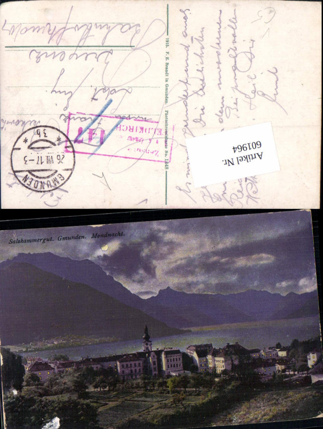 601964,Gmunden am Traunsee Mondnacht Mond pub Brandt 1348