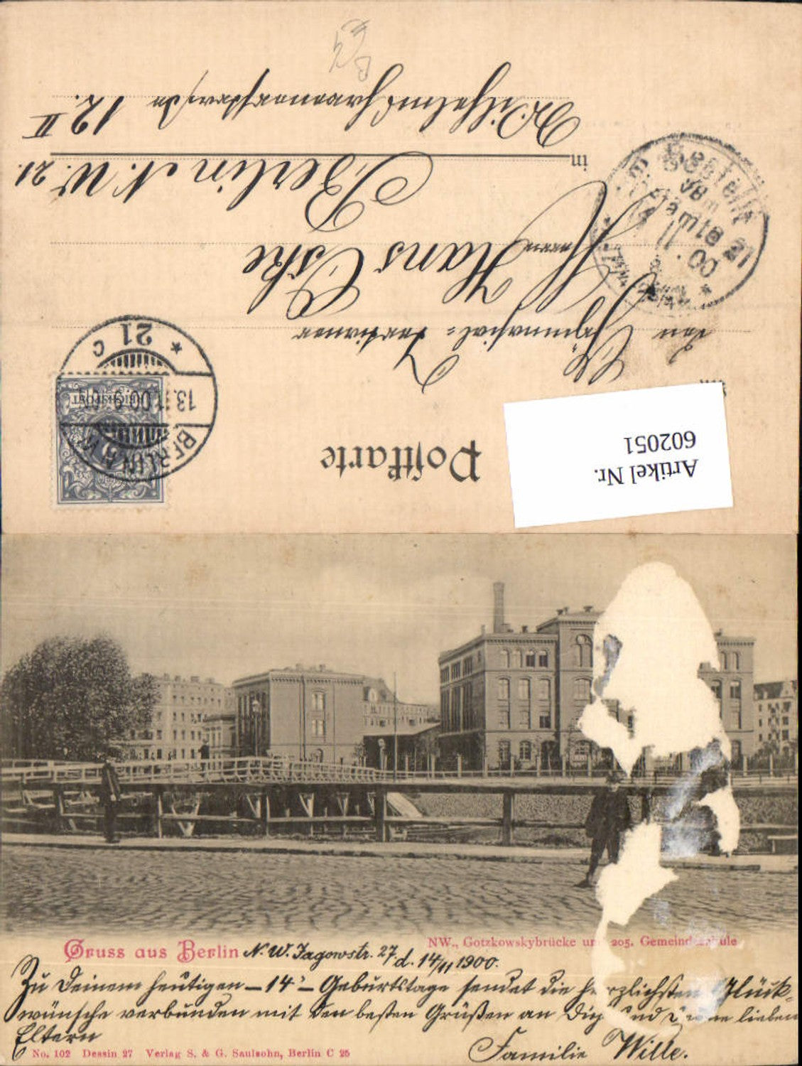 602051,Gruss aus Berlin Gotzkowskybrücke Gemeindeschule Moabit Charlottenburg Wilmersdorf