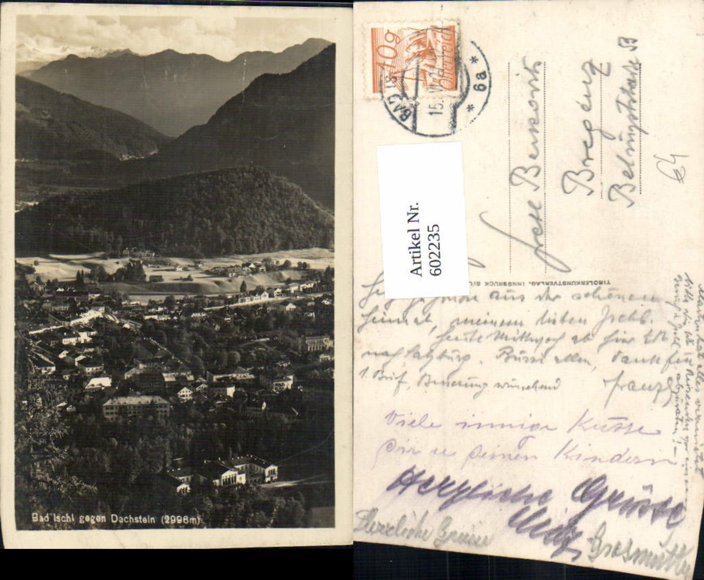 602235,Foto Ak Bad Ischl geg. Dachstein