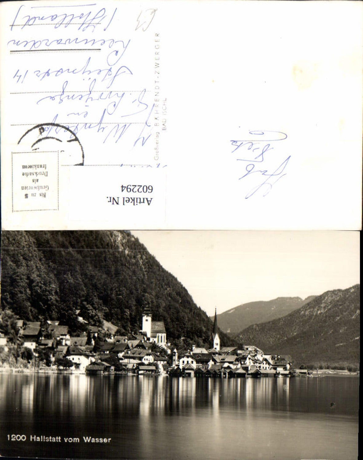 602294,Foto Ak Hallstatt v. Wasser gesehen
