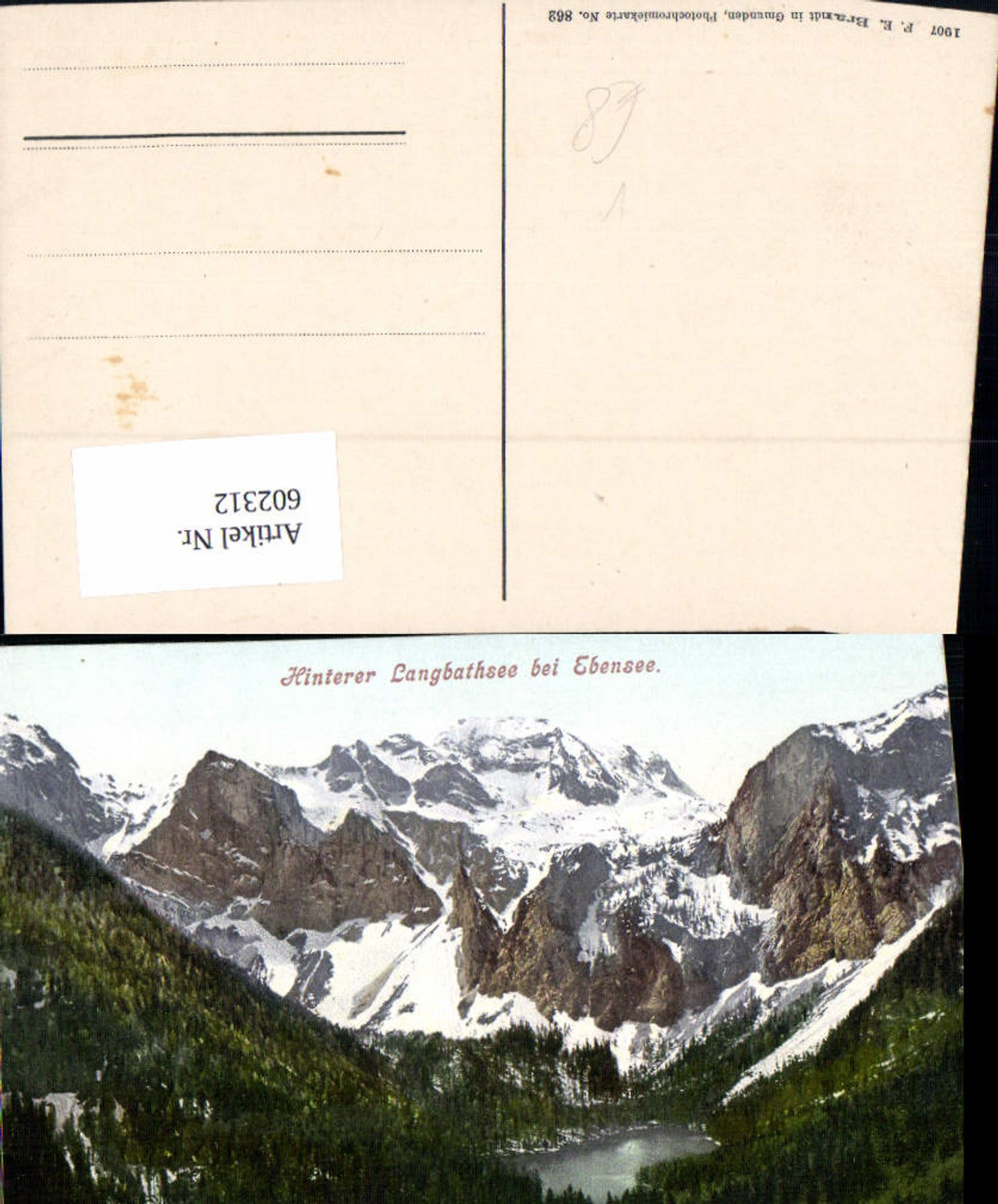 602312,Hinterer Langbathsee b. Ebensee pub F. E. Brandt 862