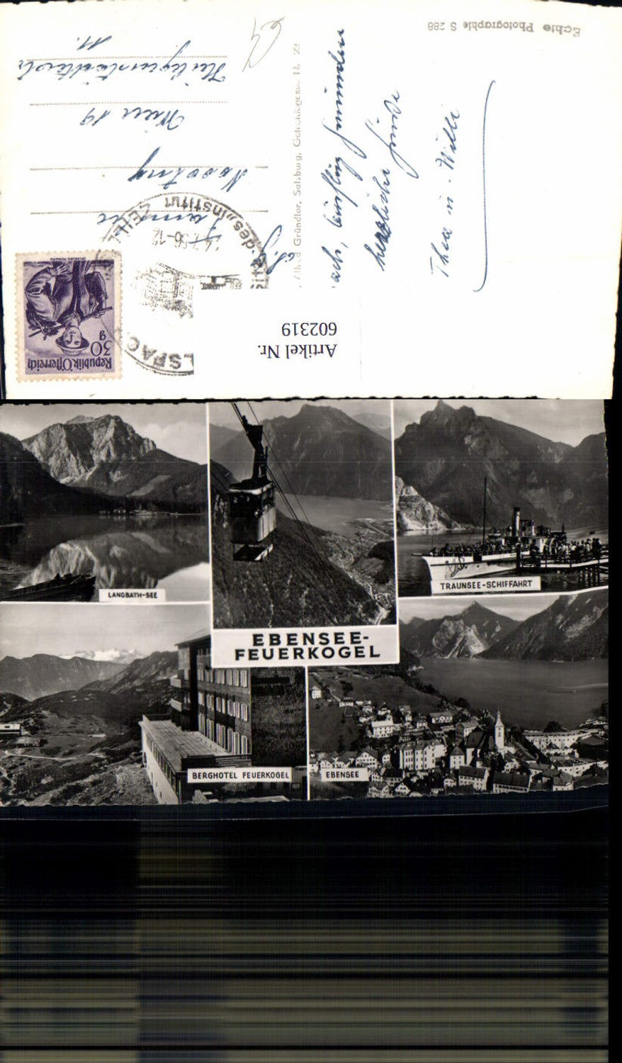 602319,Mehrbild Ak Ebensee Feuerkogel Seilbahn Schiff Dampfer Langbathsee