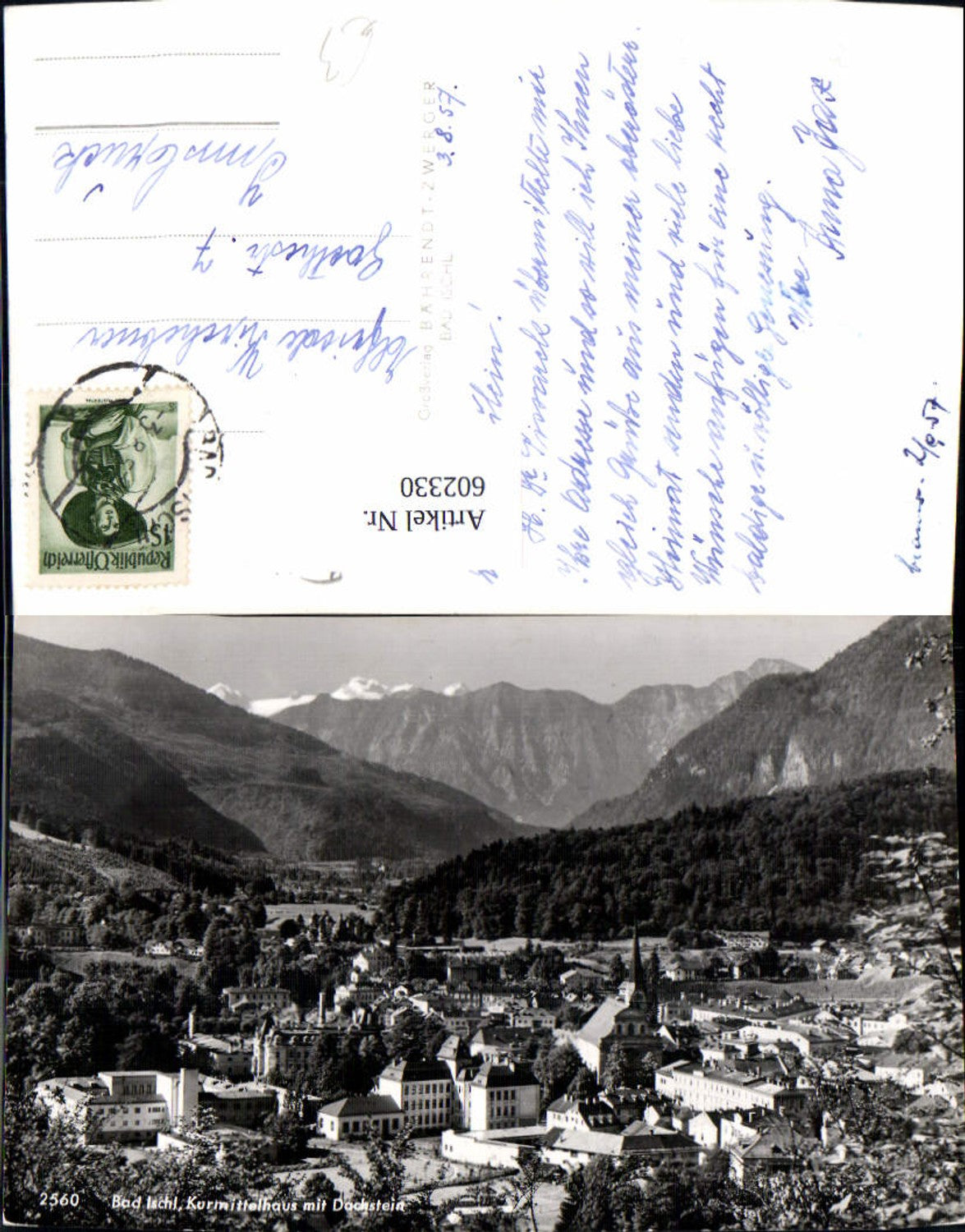 602330,Foto Ak Bad Ischl Kurmittelhaus m. Dachstein